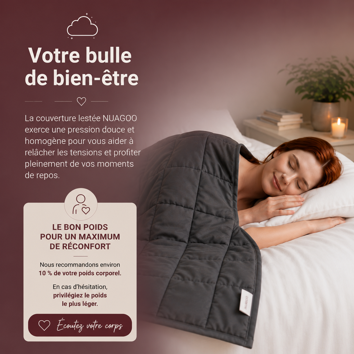 NUAGOO: La Couverture lestée relaxante et respirante pour des nuits paisibles